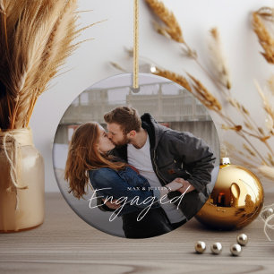 Ornamento De Cerâmica Simples Roteiro Engajado 2 Foto Noivado Casamento