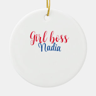 Ornamento De Cerâmica simples textos de imagem com nome de garota chefe
