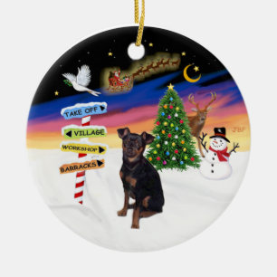Ornamento De Cerâmica Sinais Xmas - Pinscher Miniatura (natural)