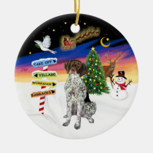 Ornamento De Cerâmica Sinais Xmas - Ponteiro Alemão Curto