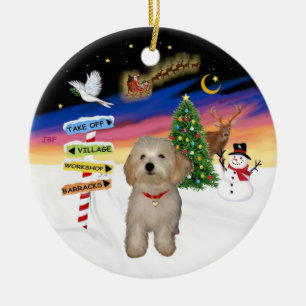 Ornamento De Cerâmica Sinais Xmas - Puppy Havanês