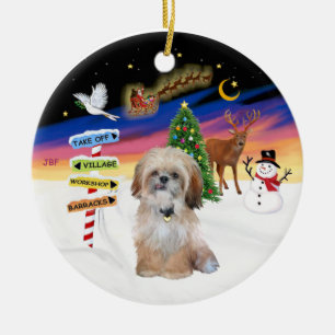 Ornamento De Cerâmica Sinais Xmas - Shih Tzu (P)