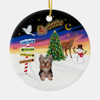 Ornamento De Cerâmica Sinais Xmas - Yorkshire Terrier puppy