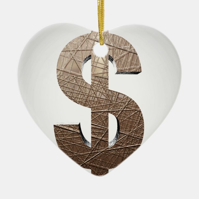 Ornamento De Cerâmica Sinal de dólar (Frente)