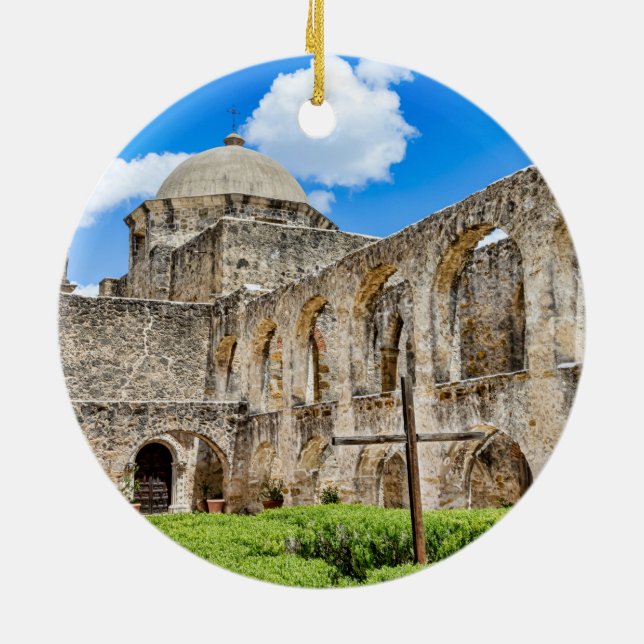 Ornamento De Cerâmica Sinal de Fé, Missão San José 2 (Traseira)