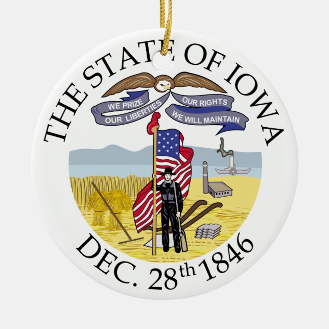 Ornamento De Cerâmica Sinal de Iowa (Frente)