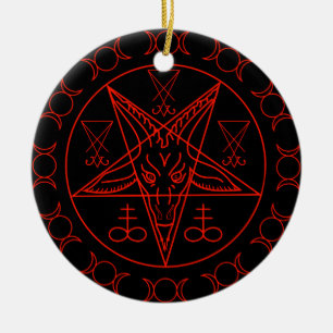 Ornamento De Cerâmica Sinal de lua tripla do Baphomet e santo de lucifer