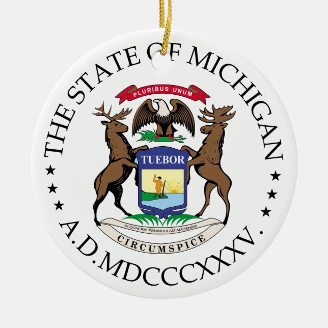 Ornamento De Cerâmica Sinal de Michigan (Frente)