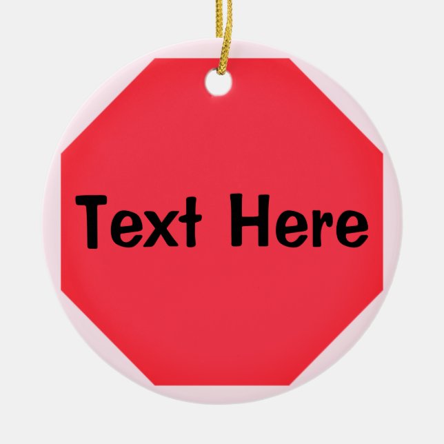 Ornamento De Cerâmica Sinal de Parada Personalizado Emoji (Frente)