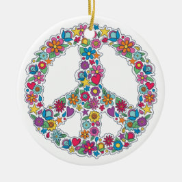 Ornamento De Cerâmica Sinal de Paz de Flor de Texto Personalizado