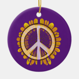 Ornamento De Cerâmica Sinal de paz girassol Arte flor pacífica