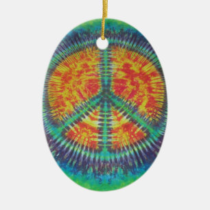Ornamento De Cerâmica Sinal de Paz Tie Dye PhatDyes