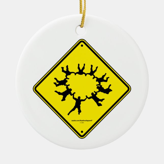 Ornamento De Cerâmica Sinal do cuidado dos Skydivers (Frente)