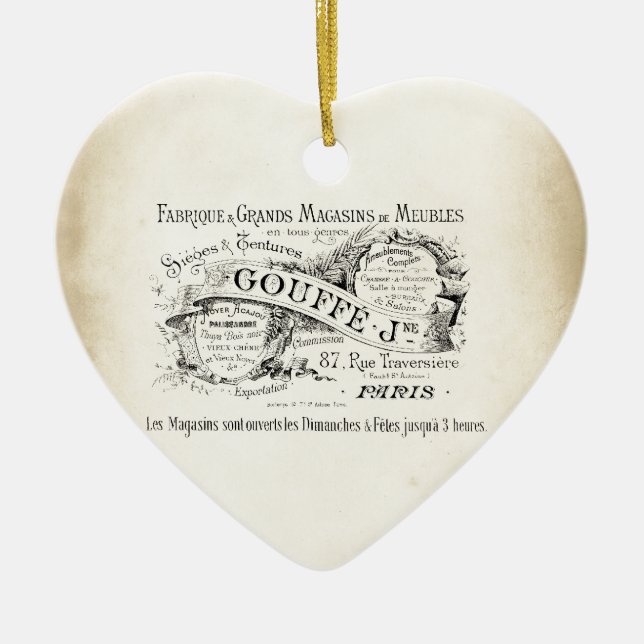 Ornamento De Cerâmica Sinal francês do armazém (Frente)