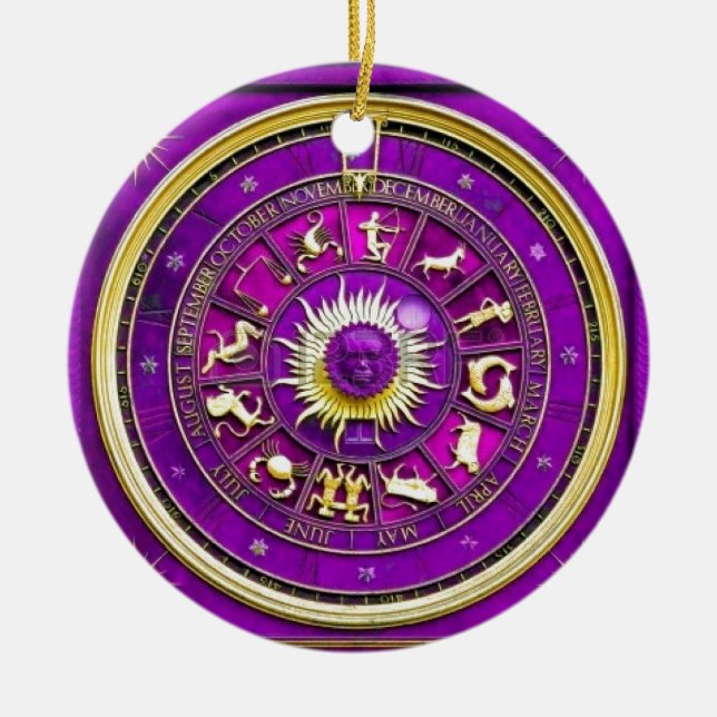ORNAMENTO DE CERÂMICA SINAL ROXO DO ZODÍACO (Frente)