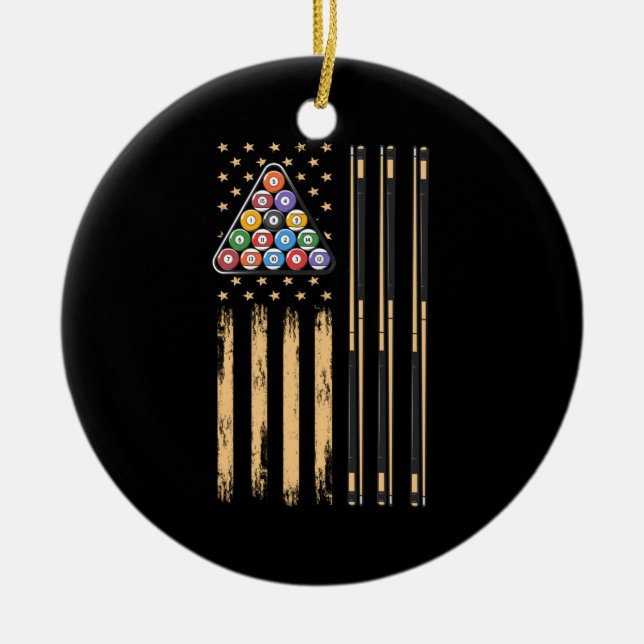 Ornamento De Cerâmica Sinalizador Americano do Player de piscina (Frente)