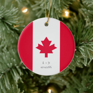 Ornamento De Cerâmica Sinalizador Canadá de Mensagem Personalizada