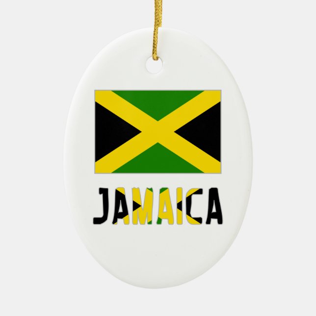 Ornamento De Cerâmica Sinalizador Jamaica e Palavra (Frente)
