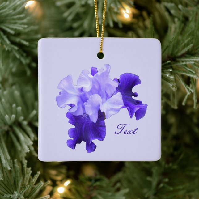 Ornamento De Cerâmica Sinalizador Romântico Roxo Iris Personalizado (Árvore)