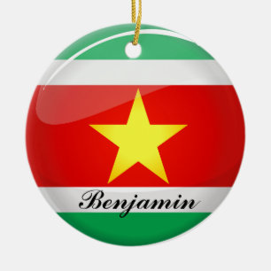 Ornamento De Cerâmica Sinalizador Suriname Glossy Round