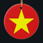 Ornamento De Cerâmica Sinalizador Vietnã Ornã Amarelo de Estrela Redonda<br><div class="desc">Bandeira do Vietnã. Design sobre ornamento cerâmico redondo. Vestuário,  acessórios,  produtos para escritório,  produtos para casa e muito mais...  Não se esqueça da coleção inteira.</div>
