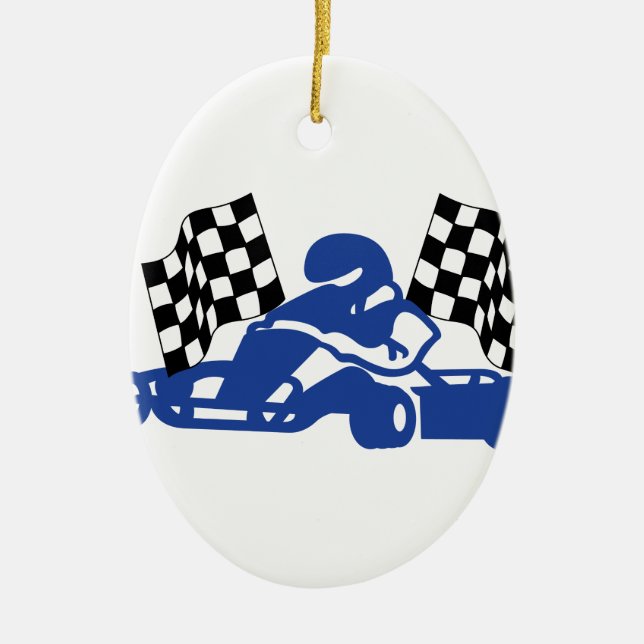 Ornamento De Cerâmica Sinalizadores GoCart Racing (Frente)