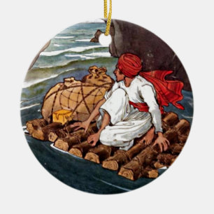 Ornamento De Cerâmica Sinbad a ilustração do tesouro do Shipwreck do