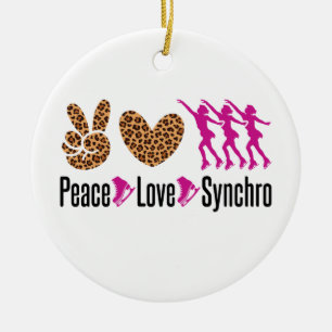 Ornamento De Cerâmica Sincronização do Peace Love Sincronizada Skating
