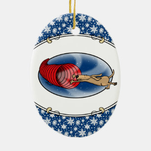 Ornamento De Cerâmica Síndrome de Vórtex do Túnel - cão engraçado a