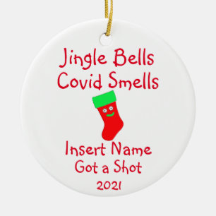 Ornamento De Cerâmica Sinos De Jingle Personalizados, Covid-19 Cheira Ce