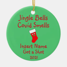 Ornamento De Cerâmica Sinos De Jingle Personalizados, Covid-19 Cheira Ce