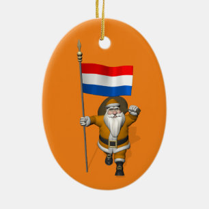 Ornamento De Cerâmica Sinterklaas Com Sinal Dos Países Baixos