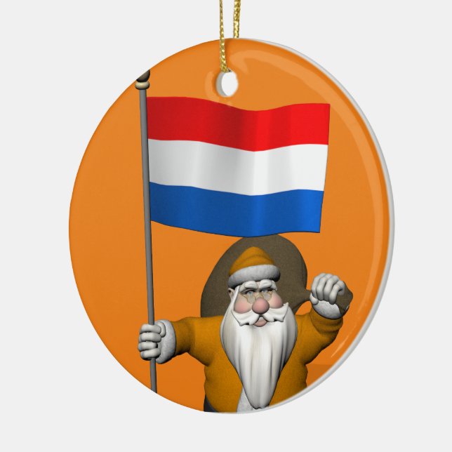 Ornamento De Cerâmica Sinterklaas Com Sinal Dos Países Baixos (Esquerda)