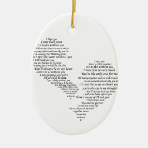 Ornamento De Cerâmica Sinto Sua Falta - Coração Separado Quebrado