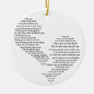 Ornamento De Cerâmica Sinto Sua Falta - Coração Separado Quebrado