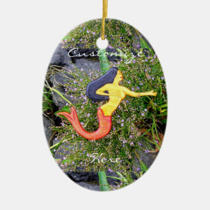 Ornamento De Cerâmica sirena-sereia de cauda vermelha