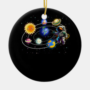 Ornamento De Cerâmica Sistema Solar Planetas Astronauta Espacial da Ciên