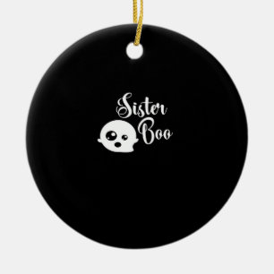 Ornamento De Cerâmica Sister Boo Halloween