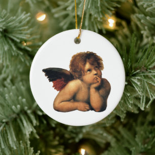 Ornamento De Cerâmica Sistine Madonna, detalhe Angels de Raphael Sanzio