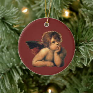 Ornamento De Cerâmica Sistine Madonna, detalhe Angels de Raphael Sanzio