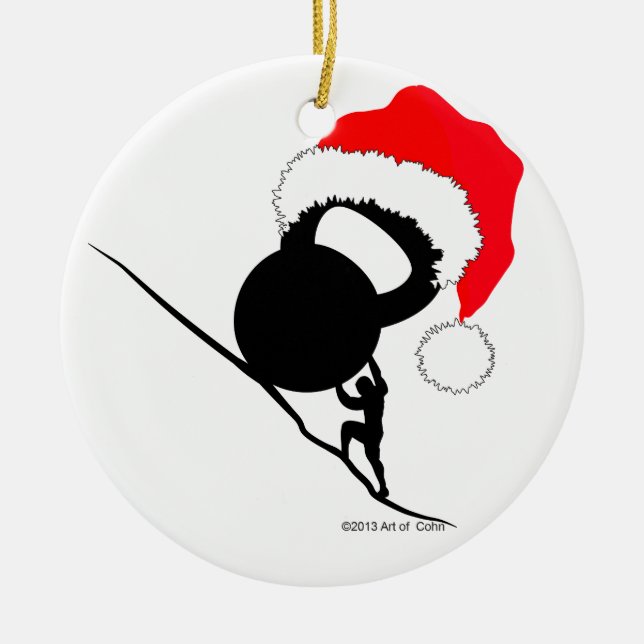 Ornamento De Cerâmica Sisyphus Kettlebell Feliz Natal (Frente)