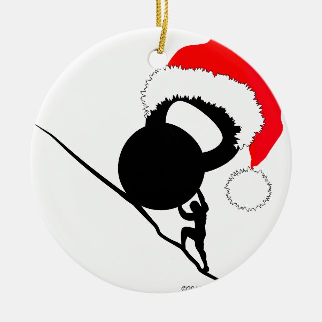 Ornamento De Cerâmica Sisyphus Kettlebell Feliz Natal (Frente)