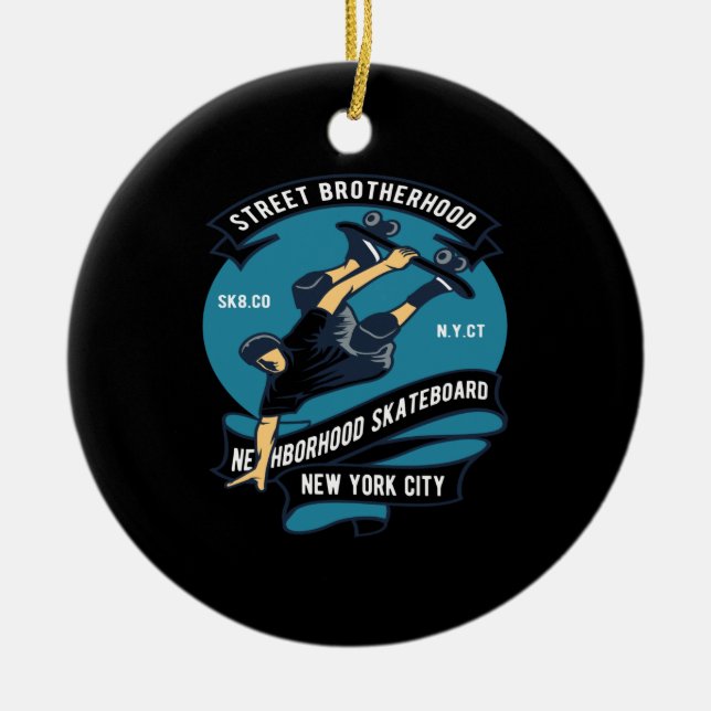 Ornamento De Cerâmica skate de bairro da irmandade da rua (Frente)