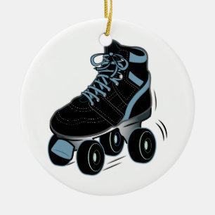 Ornamento De Cerâmica Skate de rolo no preto