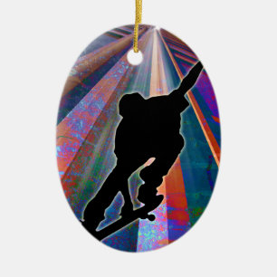 Ornamento De Cerâmica Skate em um raio da construção