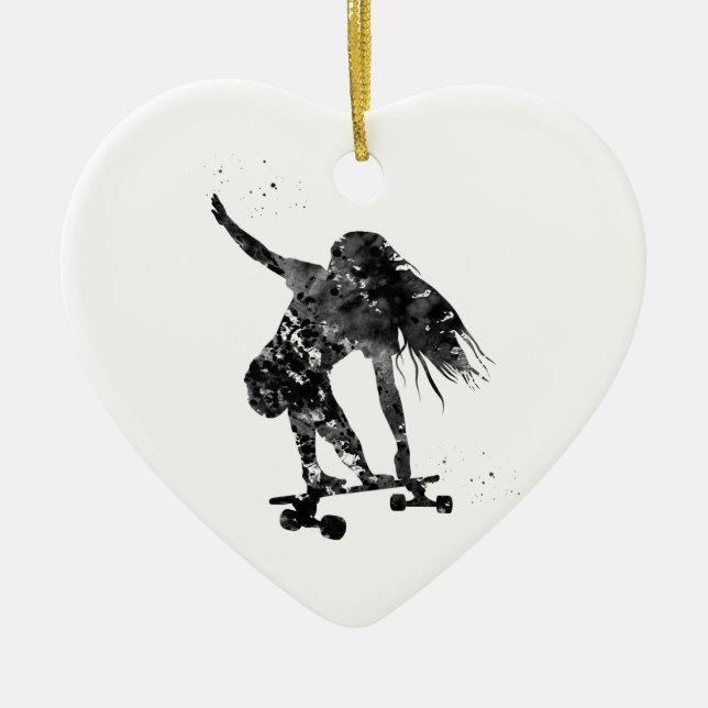 Ornamento De Cerâmica Skateboarder, Skateboard (Frente)