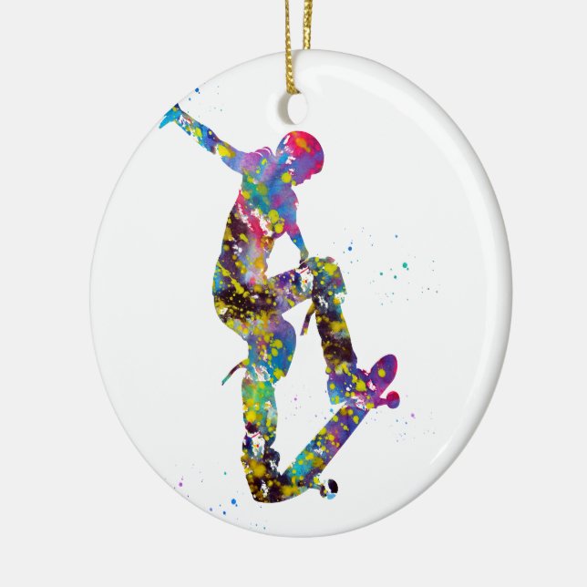 Ornamento De Cerâmica Skateboarder, Skateboard (Esquerda)