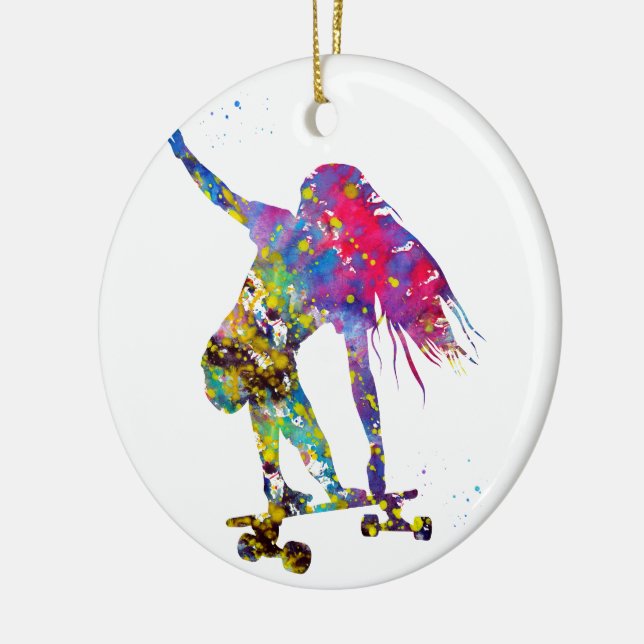 Ornamento De Cerâmica Skateboarder, Skateboard (Esquerda)