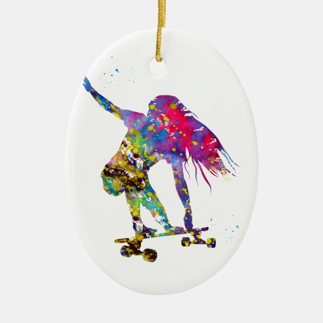 Ornamento De Cerâmica Skateboarder, Skateboard (Frente)