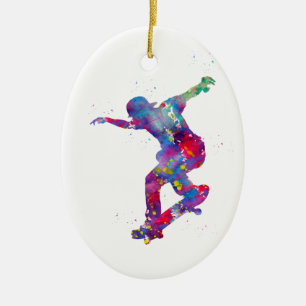 Ornamento De Cerâmica Skateboarding